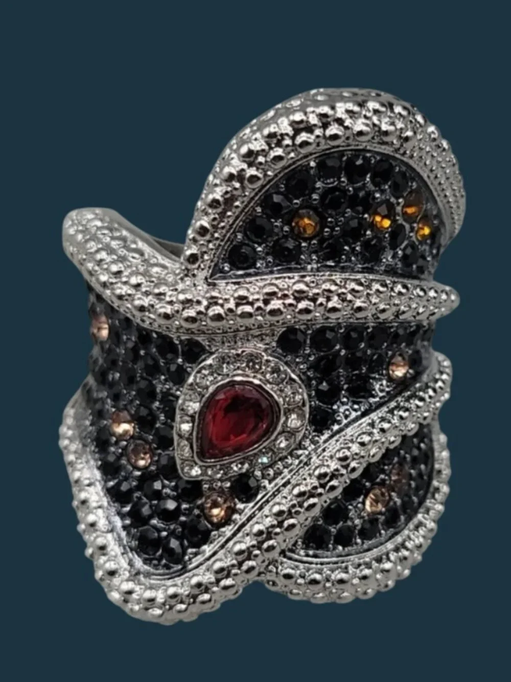 Vintage Twisted Geometric Ring / Elegant Water Drop Crystal CZ Ring Size 10